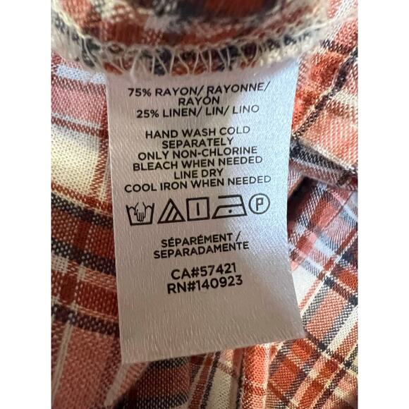 Loft Plaid Ruffle Cottagecore Button Front Blouse Size Small - Picture 4 of 4